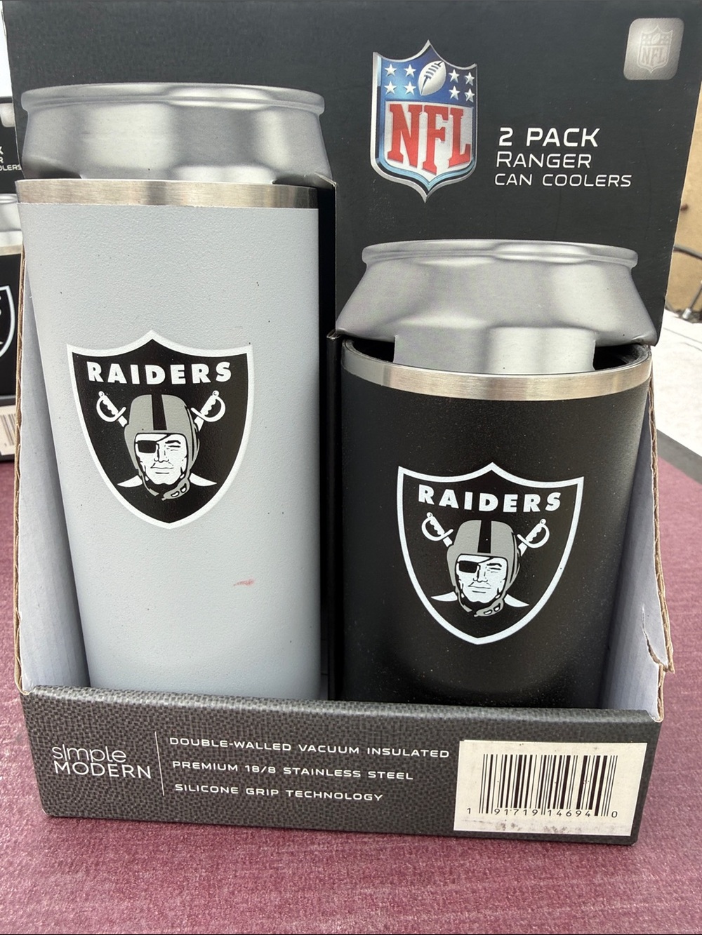 Official Raiders 2-Pack Ranger Can Coolers — Black & Gray